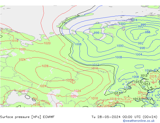 Presión superficial ECMWF mar 28.05.2024 00 UTC