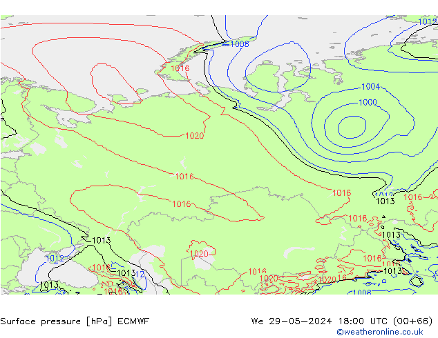 Surface pressure ECMWF We 29.05.2024 18 UTC