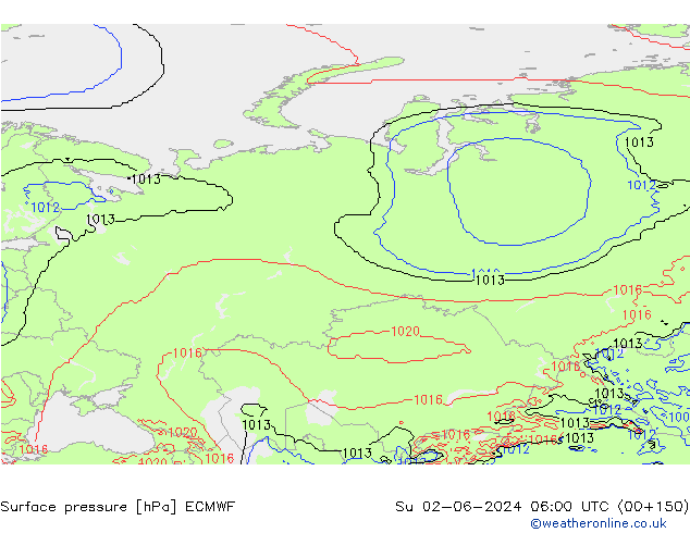 pression de l'air ECMWF dim 02.06.2024 06 UTC