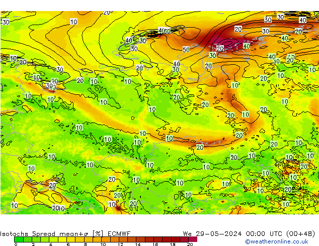 Isotachs Spread ECMWF  29.05.2024 00 UTC