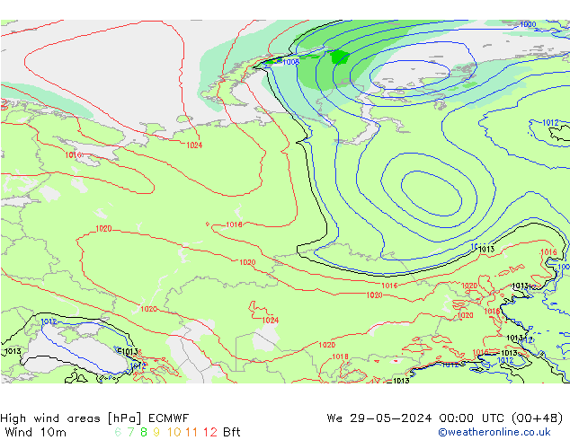 High wind areas ECMWF  29.05.2024 00 UTC