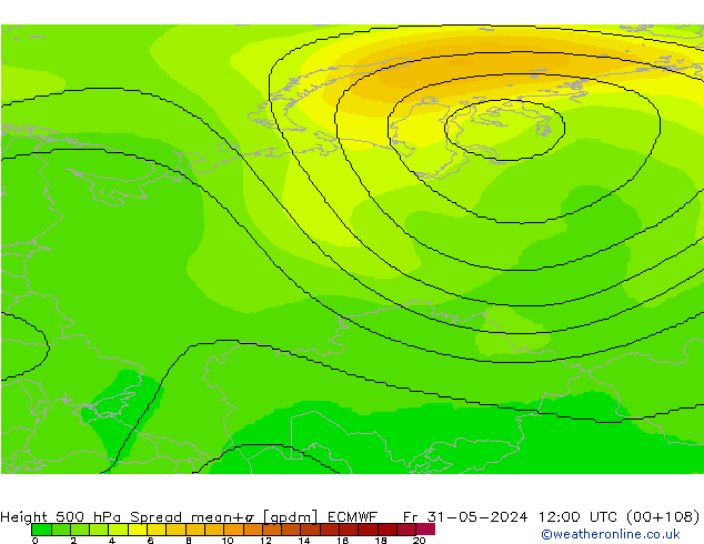 Height 500 hPa Spread ECMWF Fr 31.05.2024 12 UTC