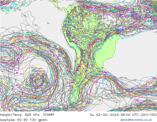 Yükseklik/Sıc. 925 hPa ECMWF Paz 02.06.2024 06 UTC