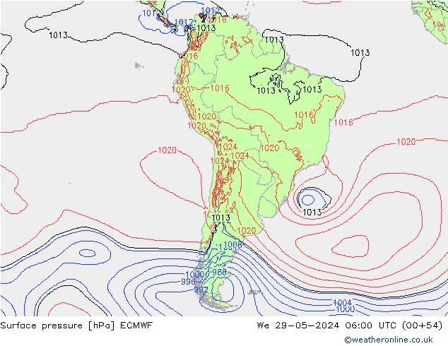 pression de l'air ECMWF mer 29.05.2024 06 UTC