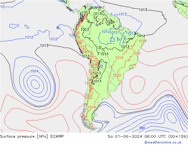 приземное давление ECMWF сб 01.06.2024 06 UTC