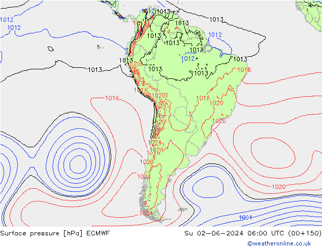 Surface pressure ECMWF Su 02.06.2024 06 UTC