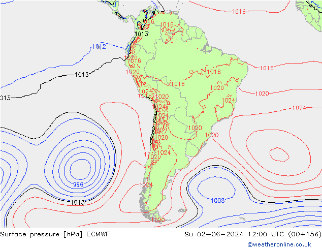 приземное давление ECMWF Вс 02.06.2024 12 UTC