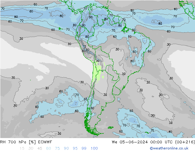 RH 700 hPa ECMWF St 05.06.2024 00 UTC