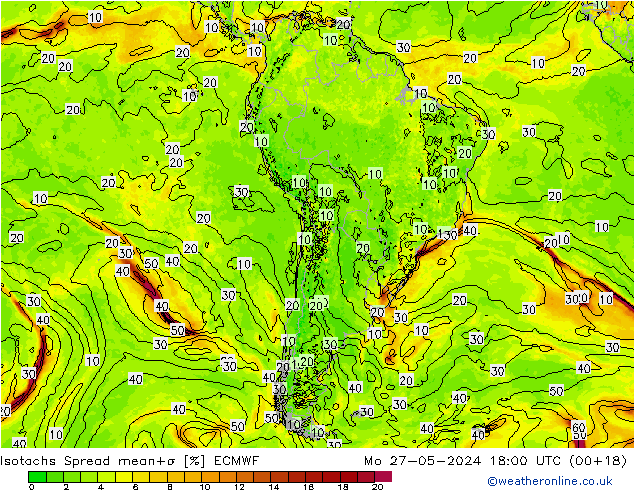 Isotachs Spread ECMWF  27.05.2024 18 UTC