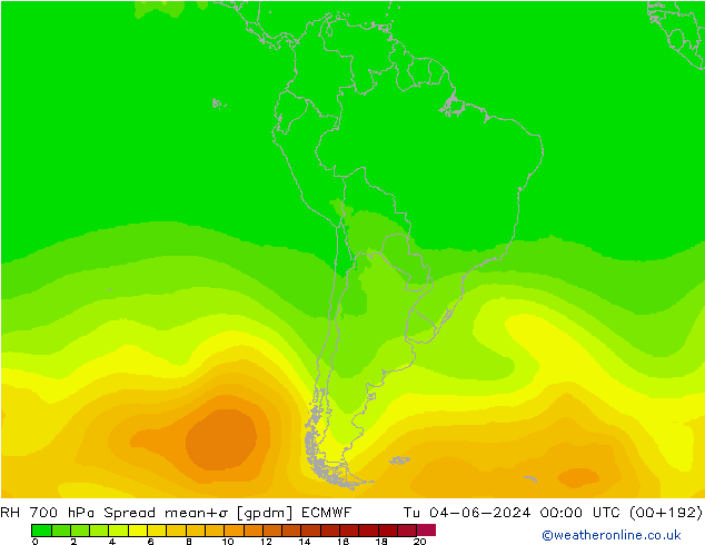 RH 700 hPa Spread ECMWF Tu 04.06.2024 00 UTC