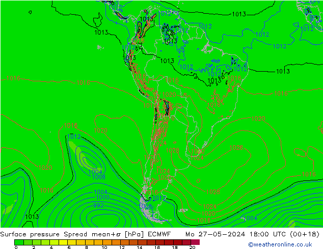 pression de l'air Spread ECMWF lun 27.05.2024 18 UTC