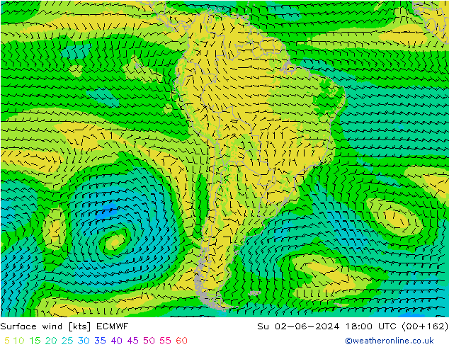 Vento 10 m ECMWF Dom 02.06.2024 18 UTC