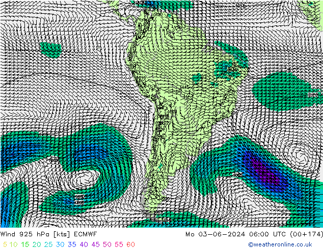 Vento 925 hPa ECMWF Seg 03.06.2024 06 UTC