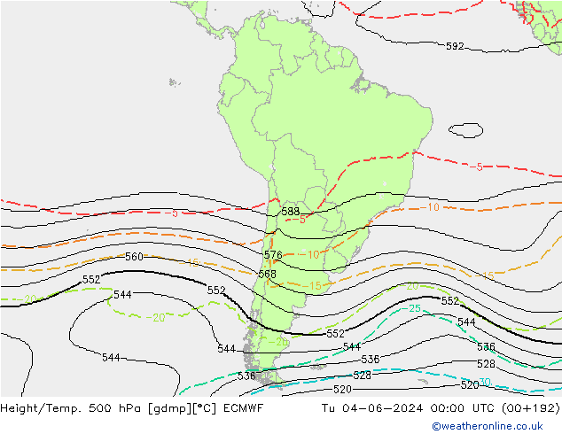 Hoogte/Temp. 500 hPa ECMWF di 04.06.2024 00 UTC