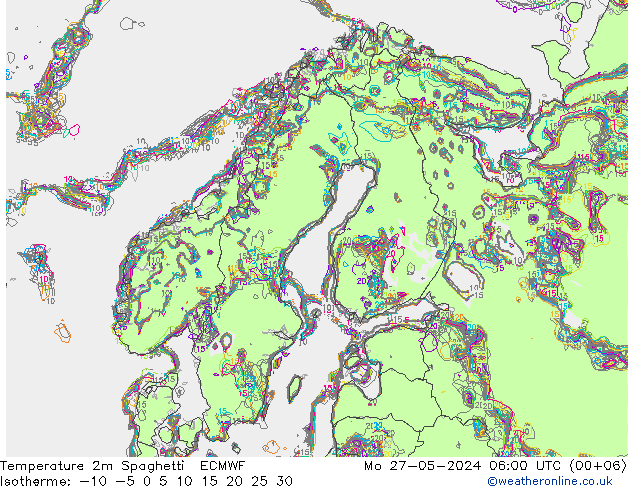 Temperaturkarte Spaghetti ECMWF Mo 27.05.2024 06 UTC