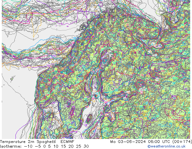 карта температуры Spaghetti ECMWF пн 03.06.2024 06 UTC