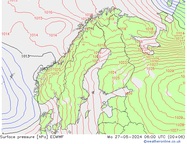 Luchtdruk (Grond) ECMWF ma 27.05.2024 06 UTC