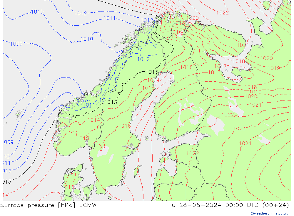 Pressione al suolo ECMWF mar 28.05.2024 00 UTC