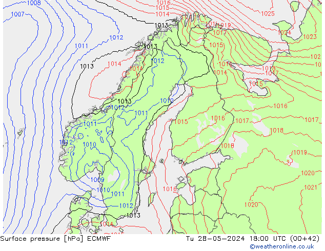 приземное давление ECMWF вт 28.05.2024 18 UTC