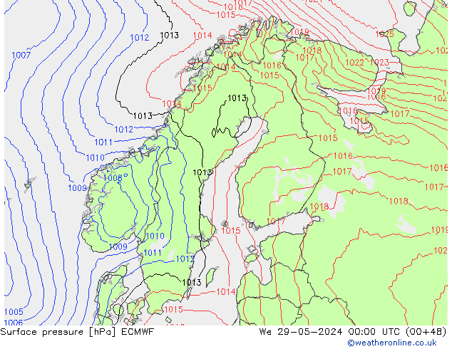 Surface pressure ECMWF We 29.05.2024 00 UTC