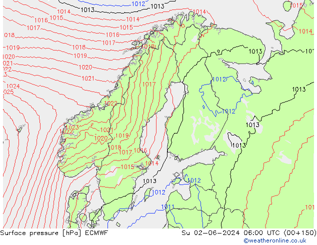 приземное давление ECMWF Вс 02.06.2024 06 UTC