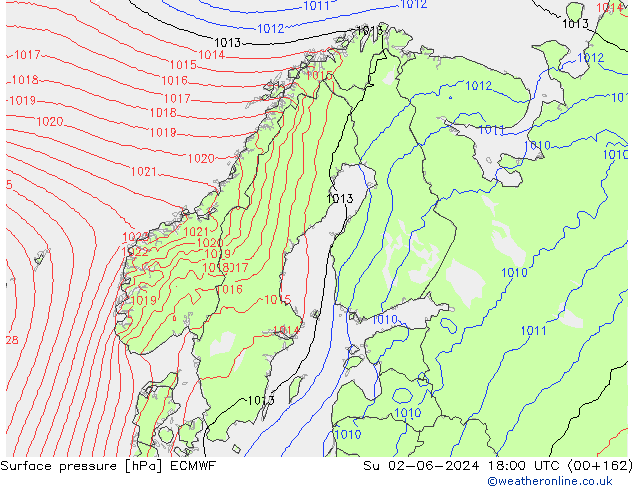 Pressione al suolo ECMWF dom 02.06.2024 18 UTC