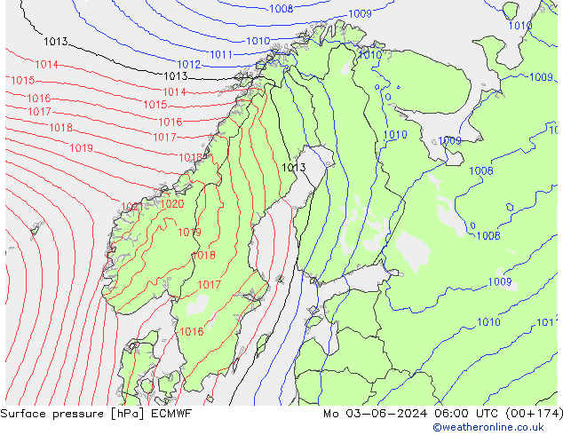 pression de l'air ECMWF lun 03.06.2024 06 UTC