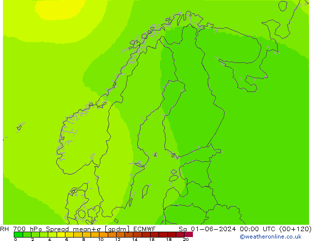 RH 700 hPa Spread ECMWF Sa 01.06.2024 00 UTC