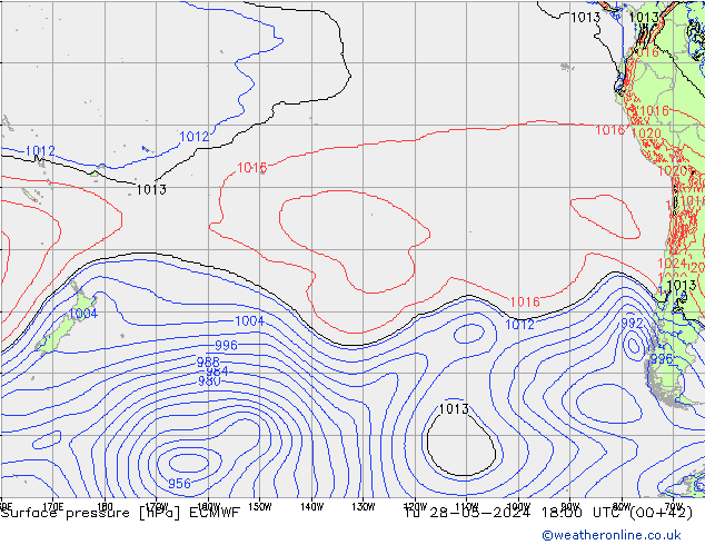 Atmosférický tlak ECMWF Út 28.05.2024 18 UTC