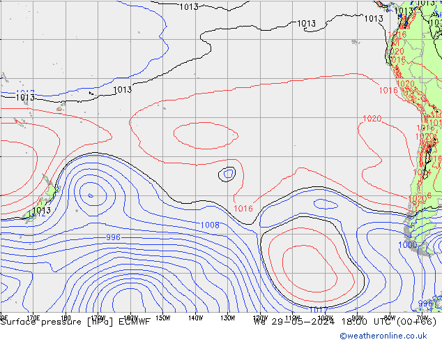 pressão do solo ECMWF Qua 29.05.2024 18 UTC