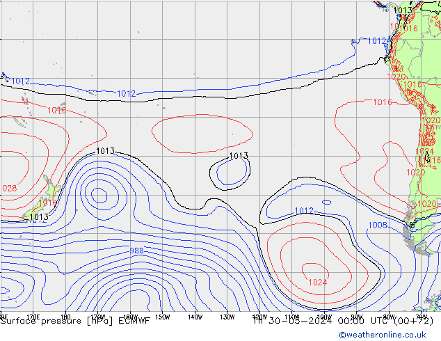 Surface pressure ECMWF Th 30.05.2024 00 UTC