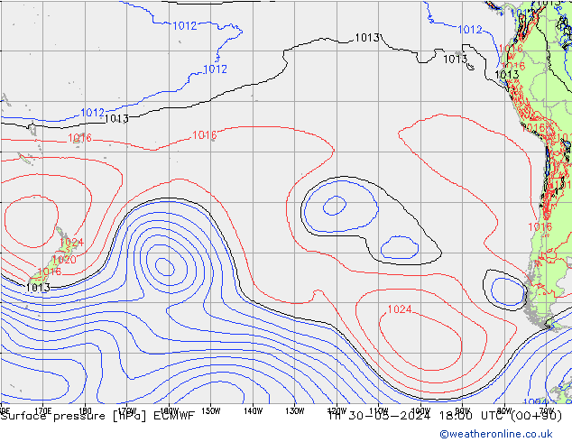 Pressione al suolo ECMWF gio 30.05.2024 18 UTC