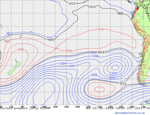 Pressione al suolo ECMWF lun 03.06.2024 06 UTC