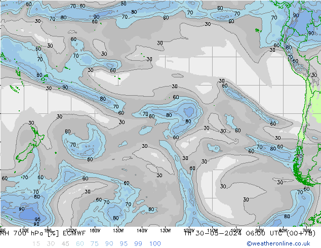 RH 700 hPa ECMWF Th 30.05.2024 06 UTC