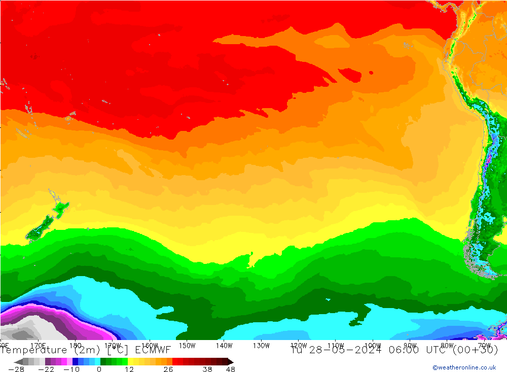 Temperaturkarte (2m) ECMWF Di 28.05.2024 06 UTC