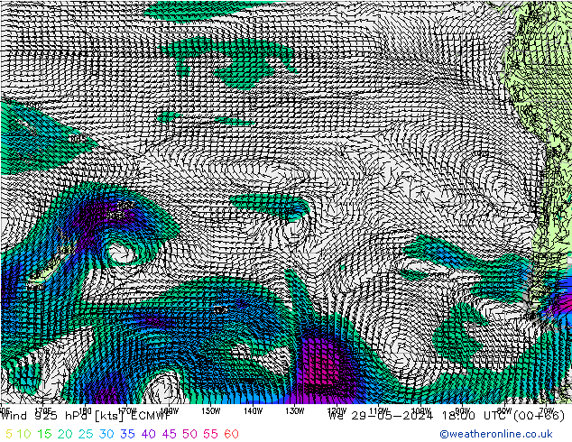 Vento 925 hPa ECMWF mer 29.05.2024 18 UTC