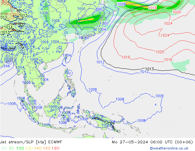 Prąd strumieniowy ECMWF pon. 27.05.2024 06 UTC