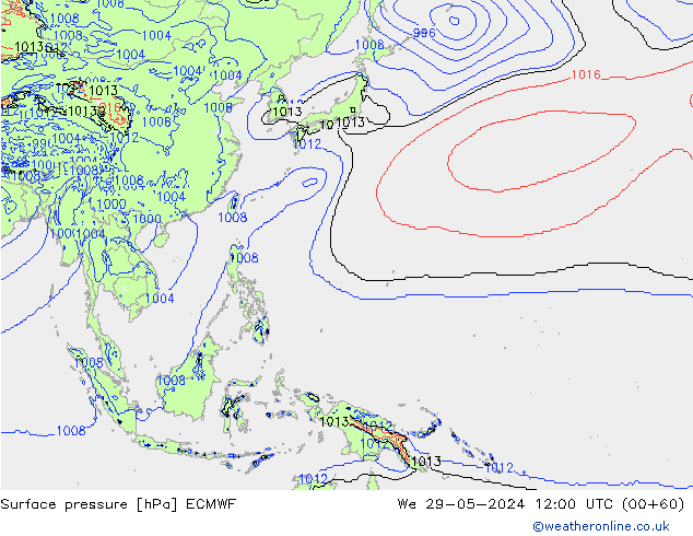 Bodendruck ECMWF Mi 29.05.2024 12 UTC