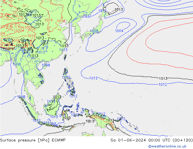 pressão do solo ECMWF Sáb 01.06.2024 00 UTC