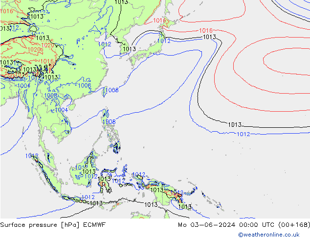 Atmosférický tlak ECMWF Po 03.06.2024 00 UTC