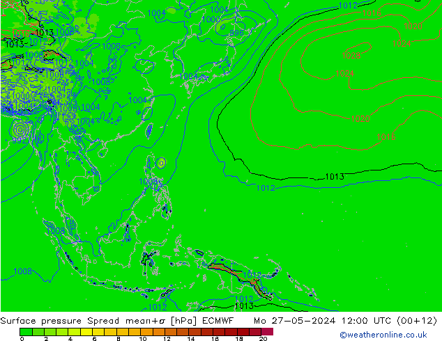 pression de l'air Spread ECMWF lun 27.05.2024 12 UTC