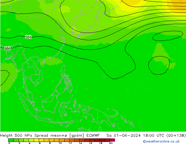 Height 500 hPa Spread ECMWF So 01.06.2024 18 UTC