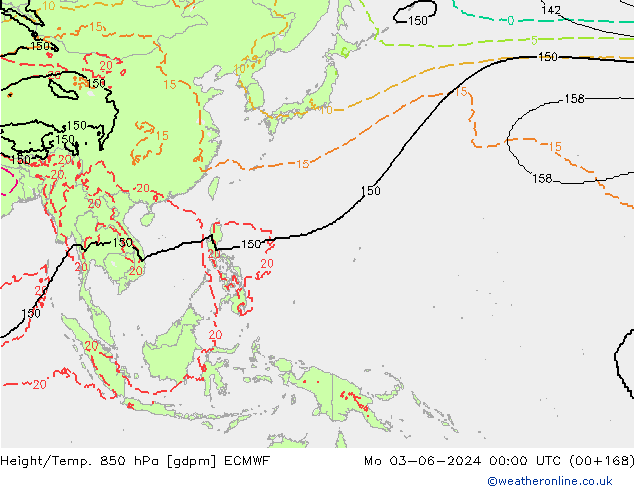 Yükseklik/Sıc. 850 hPa ECMWF Pzt 03.06.2024 00 UTC