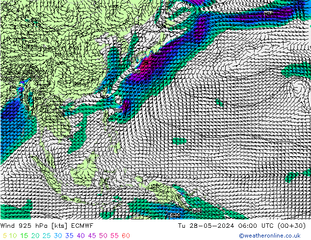 Wind 925 hPa ECMWF di 28.05.2024 06 UTC