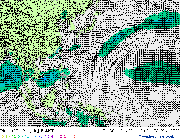 ветер 925 гПа ECMWF чт 06.06.2024 12 UTC