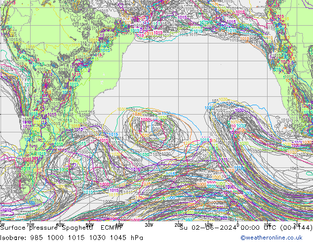 Bodendruck Spaghetti ECMWF So 02.06.2024 00 UTC