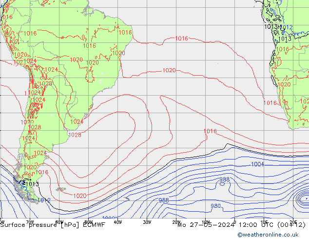 Luchtdruk (Grond) ECMWF ma 27.05.2024 12 UTC