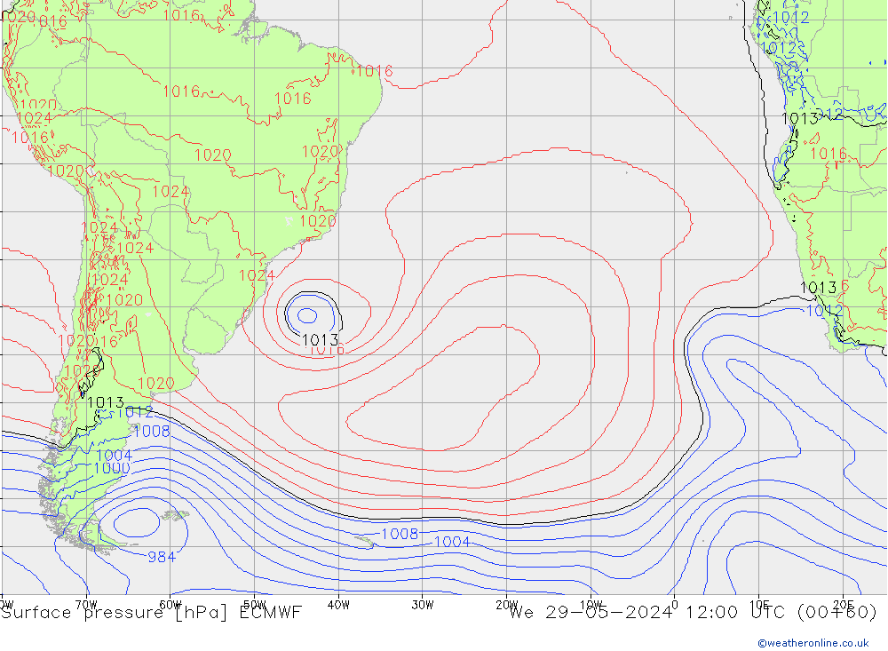 Pressione al suolo ECMWF mer 29.05.2024 12 UTC