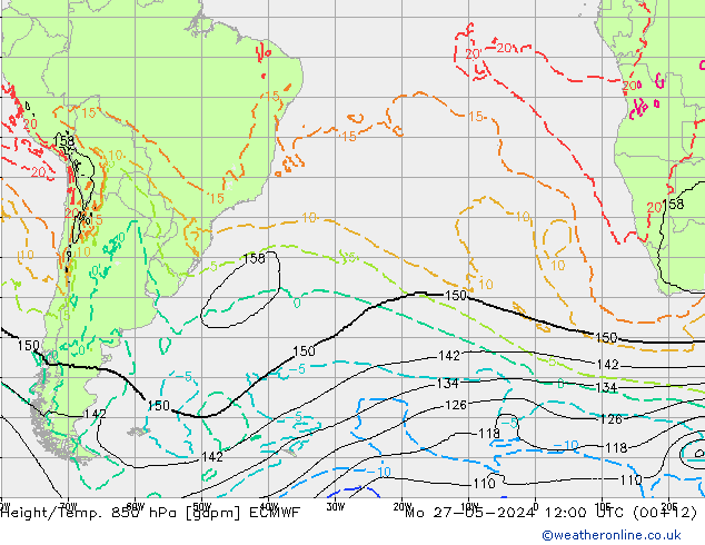 Height/Temp. 850 hPa ECMWF Mo 27.05.2024 12 UTC