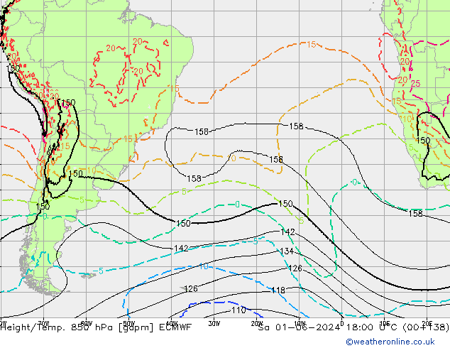 Height/Temp. 850 hPa ECMWF Sa 01.06.2024 18 UTC